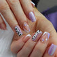 Medium and long square false nails are cute natural and sweet