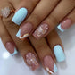 Medium and long square false nails are cute natural and sweet