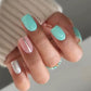 Medium and long square false nails are cute natural and sweet