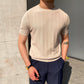 Men's Light Luxury Knitted Round Neck Thin Short Sleeve