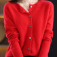 Fashion Merino Wool Cardigan Sweater Women O-Neck Long-sleeve Cashmere Knitwear Spring Autumn Female Clothing Tops