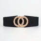 New Black Double Ring Fashion Elastic Belt Gold Metal Buckle Elastic Waist Wide Waist Seal Simple And Versatile