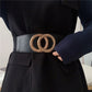 New Black Double Ring Fashion Elastic Belt Gold Metal Buckle Elastic Waist Wide Waist Seal Simple And Versatile