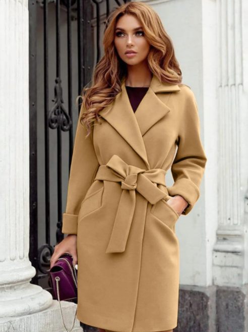 Winter Elegant long coat Unlined | Wool camel color Unlined | Ladies Long coat Unlined