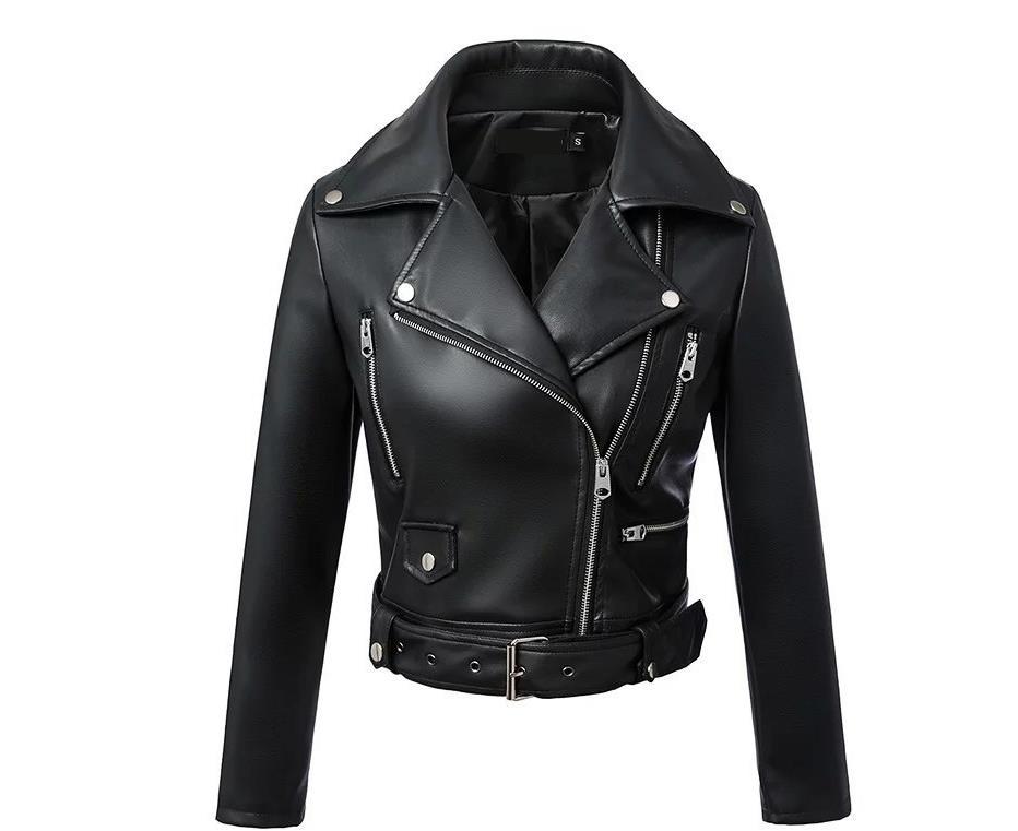 High Waist Motorcycle Leather Jacket Women Handsome European And American Short Slim Small Leather Jacket Women's Jacket