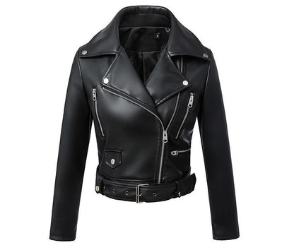 High Waist Motorcycle Leather Jacket Women Handsome European And American Short Slim Small Leather Jacket Women's Jacket