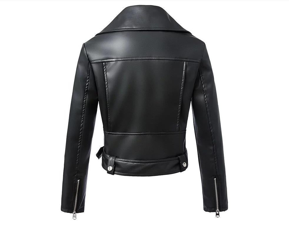 High Waist Motorcycle Leather Jacket Women Handsome European And American Short Slim Small Leather Jacket Women's Jacket