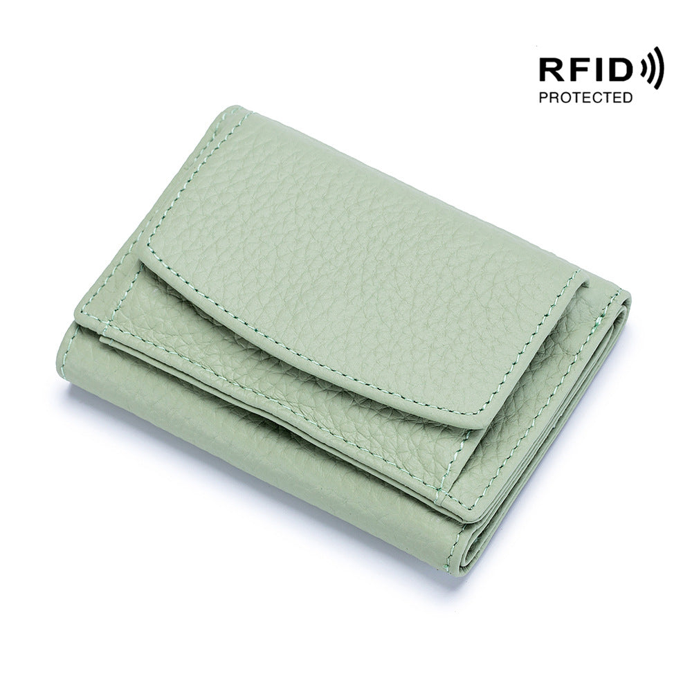 Small Wallet Female Genuine Leather Japanese Style Cloth Rfid Coin Purse Wallet Foreign Trade Female Mini Wallet Short Purse