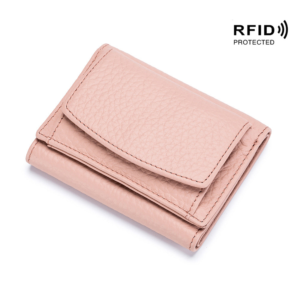 Small Wallet Female Genuine Leather Japanese Style Cloth Rfid Coin Purse Wallet Foreign Trade Female Mini Wallet Short Purse