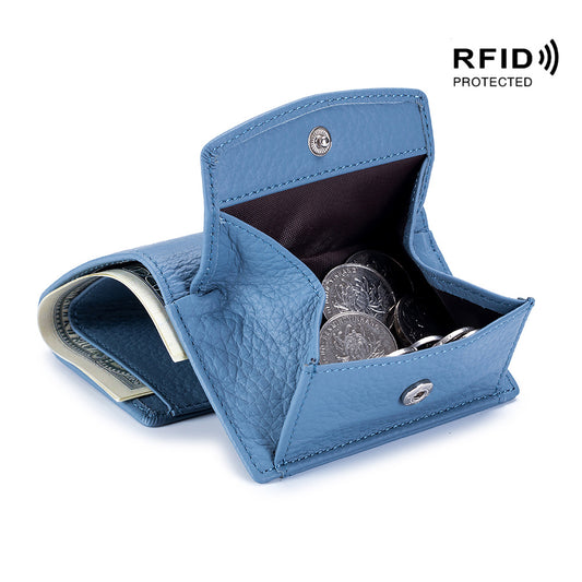 Small Wallet Female Genuine Leather Japanese Style Cloth Rfid Coin Purse Wallet Foreign Trade Female Mini Wallet Short Purse