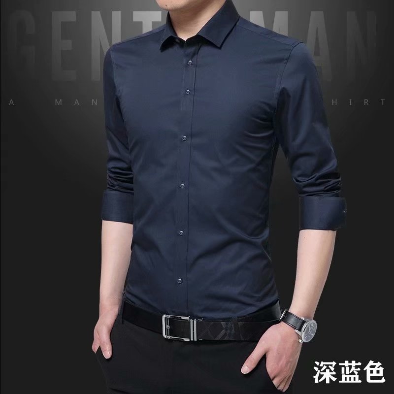 Shirt Men's Long-sleeved Slim Non-ironing Color Professional Business Formal Work White Men's Suit Groomsmen Hi Shirt