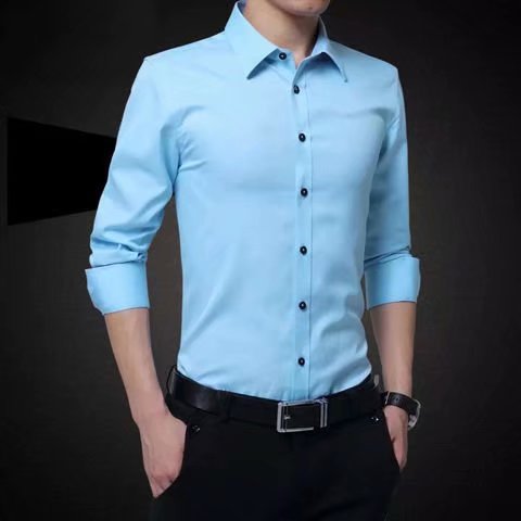 Shirt Men's Long-sleeved Slim Non-ironing Color Professional Business Formal Work White Men's Suit Groomsmen Hi Shirt