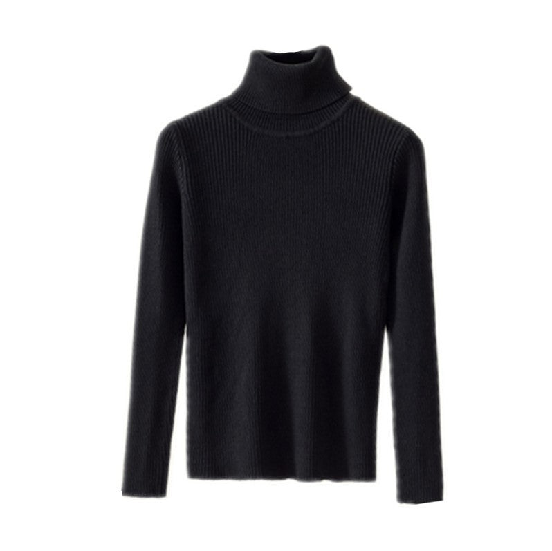 Tight Pullover Turtleneck Sweater Women's Inner Bottoming Shirt Autumn And Winter New Long-sleeved Warm Slim Solid Color Knitted Sweater