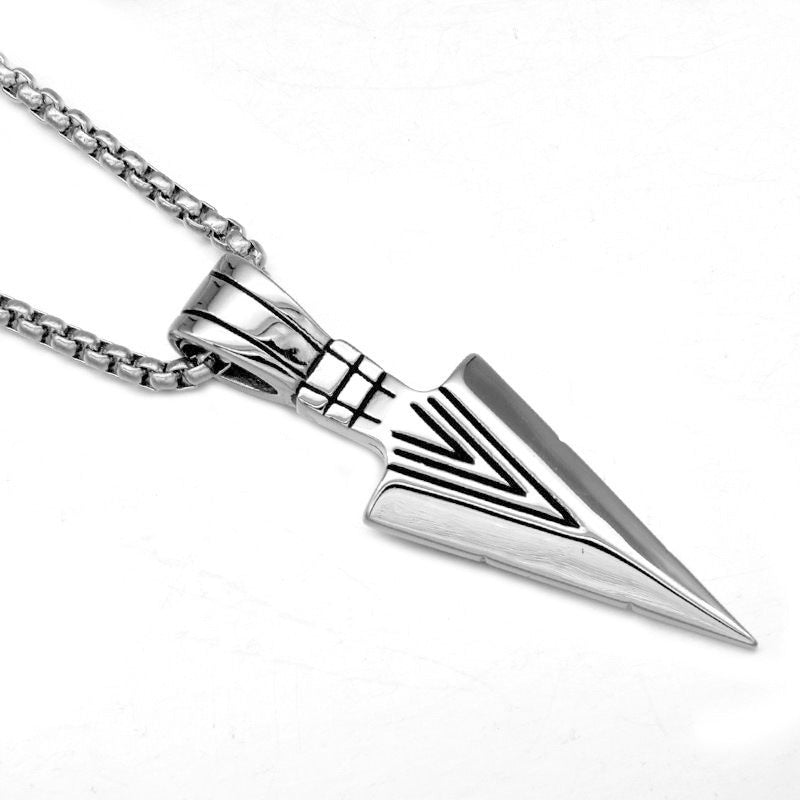 Spearhead Men's Necklace Personality Trendy Cool Couple Arrow Pendant Medium And Long Pendant Student Street Jewelry