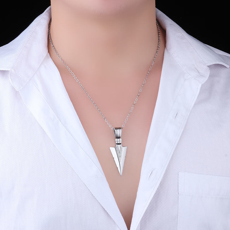 Spearhead Men's Necklace Personality Trendy Cool Couple Arrow Pendant Medium And Long Pendant Student Street Jewelry