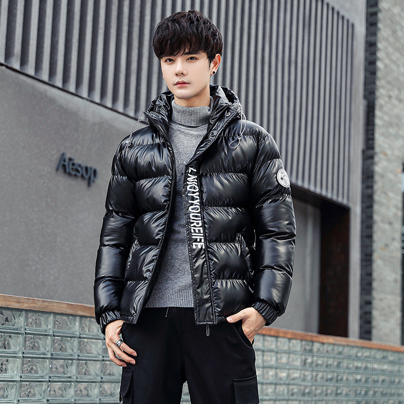 Winter New Coat Men's Korean Version Trendy Casual Handsome Loose Thickened Padded Jacket Shiny Leather Padded Jacket