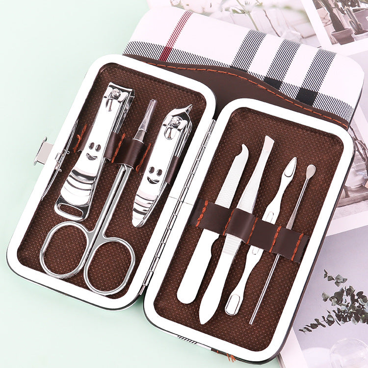 Leather Box 7-piece Nail Clippers Set Household Beauty Nail Tools Printing Logo Gift Nail Clippers Set