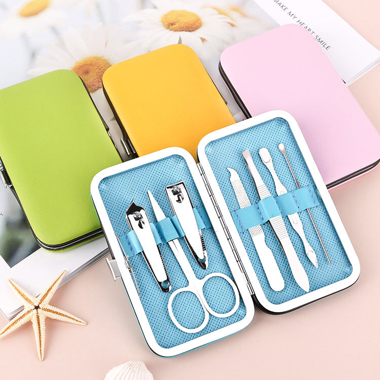 Leather Box 7-piece Nail Clippers Set Household Beauty Nail Tools Printing Logo Gift Nail Clippers Set