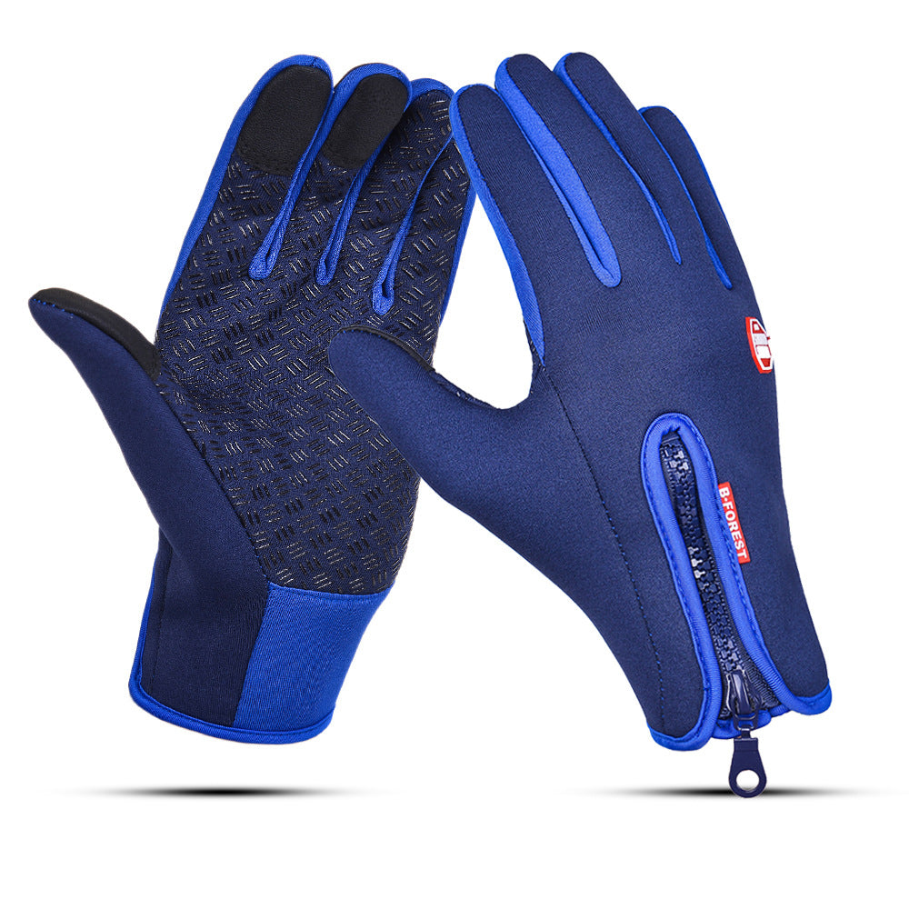 Autumn And Winter Warm Full Finger Riding Touch Screen Gloves Bicycle Riding Non-slip Waterproof Windproof Men's And Women's Ski Gloves