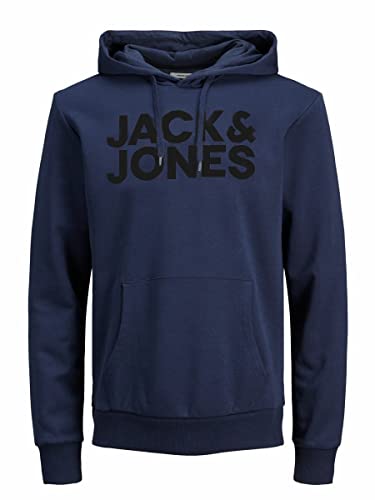 Jack & Jones Homme Jjecorp Logo Hood Noos Sweatshirt capuche, Navy Blazer/Detail:play - Reg, M EU