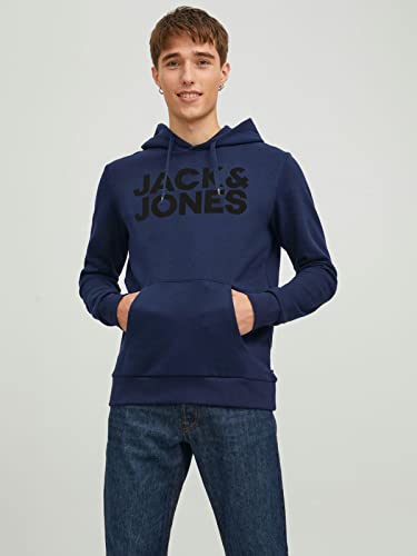 Jack & Jones Homme Jjecorp Logo Hood Noos Sweatshirt capuche, Navy Blazer/Detail:play - Reg, M EU