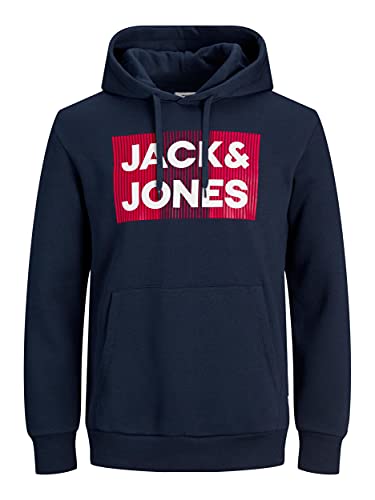 Jack & Jones Homme Jjecorp Logo Hood Noos Sweatshirt capuche, Navy Blazer/Detail:play - Reg, M EU