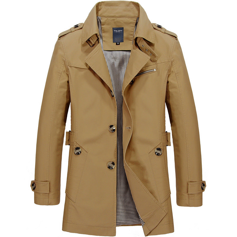 Men's thin outdoor coat cotton trench coat