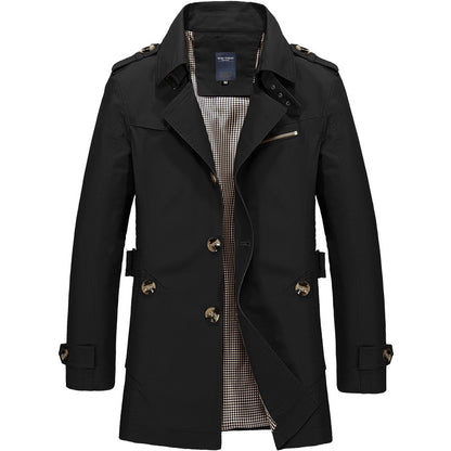 Men's thin outdoor coat cotton trench coat