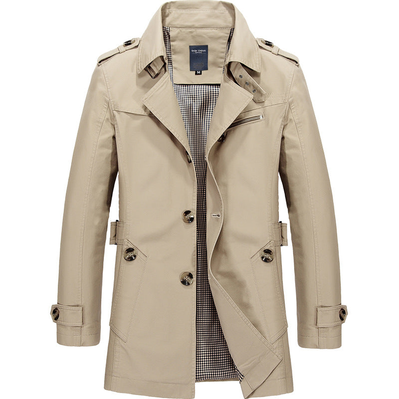 Men's thin outdoor coat cotton trench coat