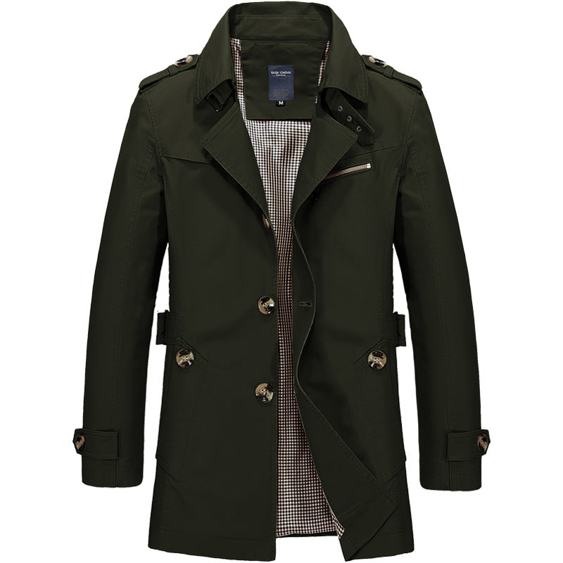 Men's thin outdoor coat cotton trench coat