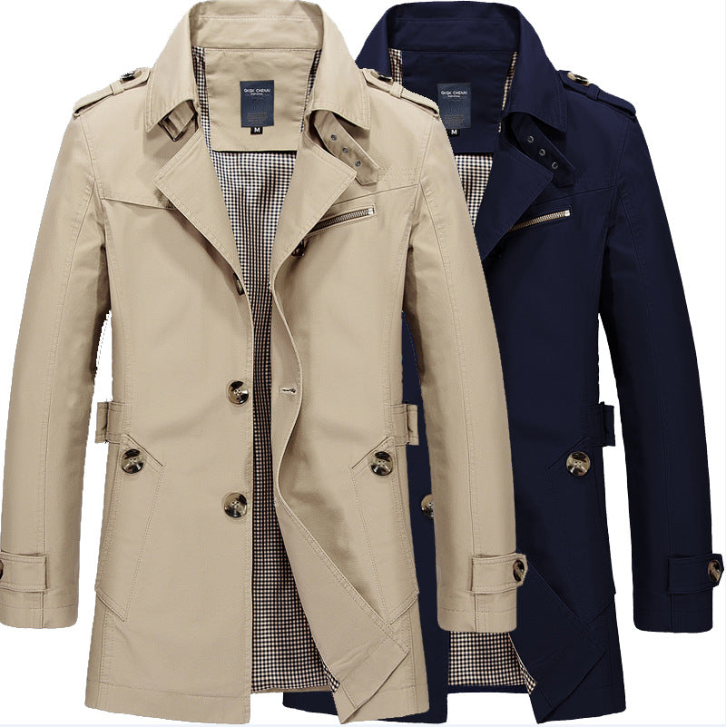 Men's thin outdoor coat cotton trench coat