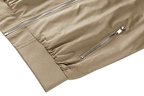 CRYSULLY Men’s Zip up Sports Jacket Windproof Softshell Anorak Jackets with Pockets Khaki