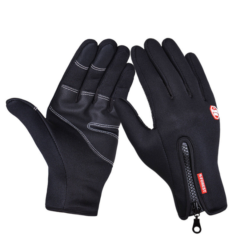 Autumn And Winter Warm Full Finger Riding Touch Screen Gloves Bicycle Riding Non-slip Waterproof Windproof Men's And Women's Ski Gloves