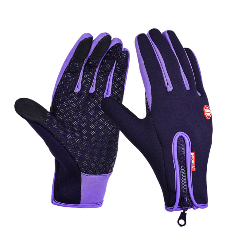 Autumn And Winter Warm Full Finger Riding Touch Screen Gloves Bicycle Riding Non-slip Waterproof Windproof Men's And Women's Ski Gloves