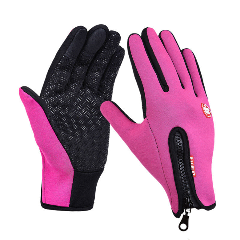 Autumn And Winter Warm Full Finger Riding Touch Screen Gloves Bicycle Riding Non-slip Waterproof Windproof Men's And Women's Ski Gloves