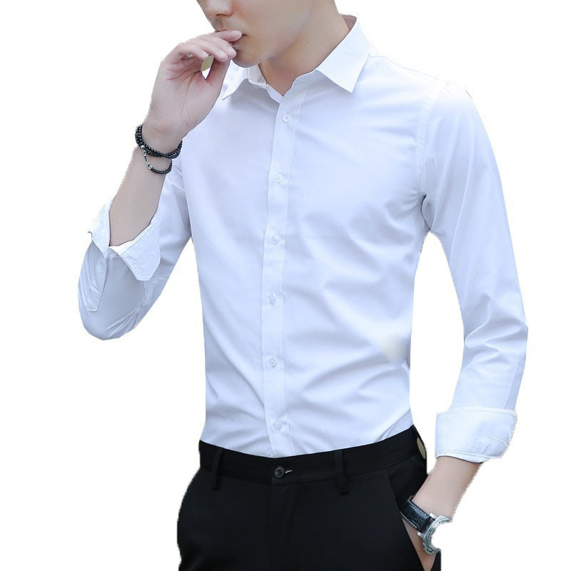 Shirt Men's Long-sleeved Slim Non-ironing Color Professional Business Formal Work White Men's Suit Groomsmen Hi Shirt