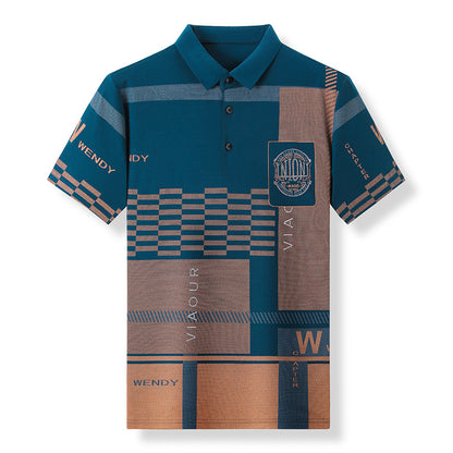 T-shirt POLO à manches courtes pour hommes, ample et respirant, imprimé à revers, nouvelle collection d'été 