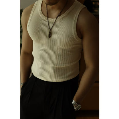 Gilet tricoté à bascule pour hommes, vêtements d'extérieur de sport rétro, couleur unie, pour jeunes hommes, été 