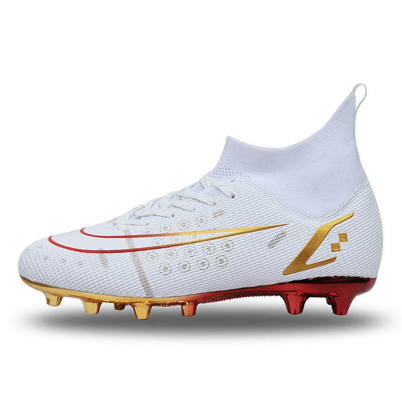 Gold-plated Soccer Shoes Boys And Girls AG Nails Artificial Turf Teenage Students Leather Foot Training Shoes