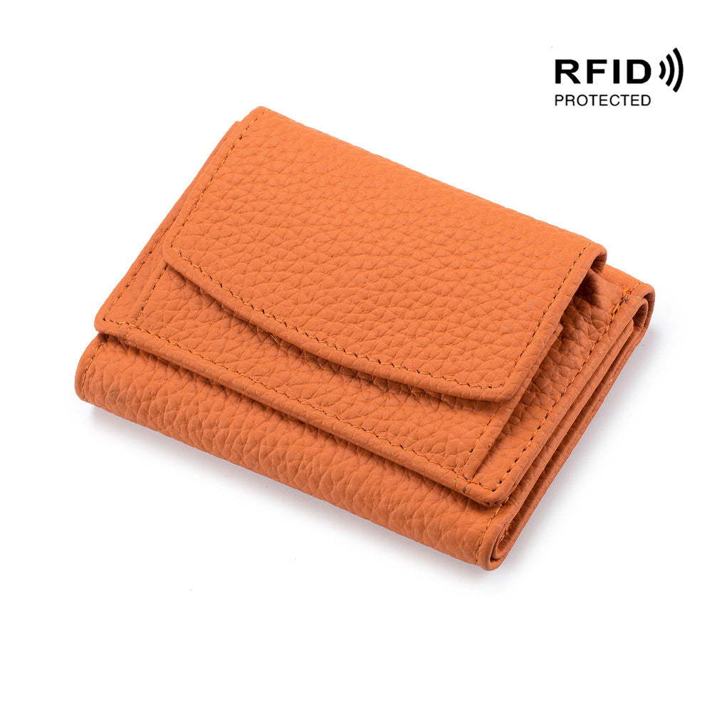 Small Wallet Female Genuine Leather Japanese Style Cloth Rfid Coin Purse Wallet Foreign Trade Female Mini Wallet Short Purse