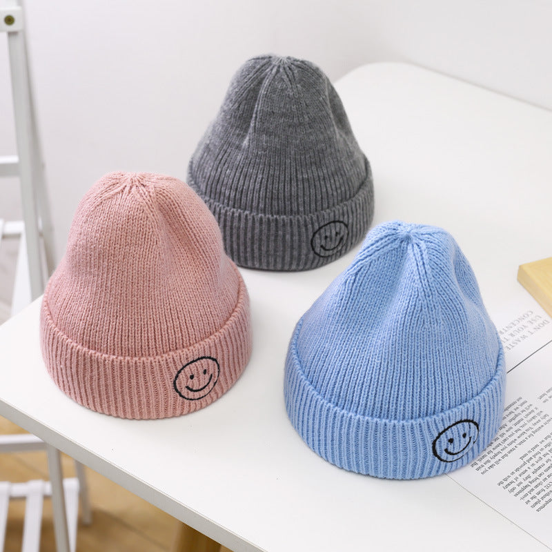 Baby Knitted Hat Woolen Hat Autumn And Winter Children's Boys And Girls Hats Infants And Young Children Candy Color Korean Version Of The Tide