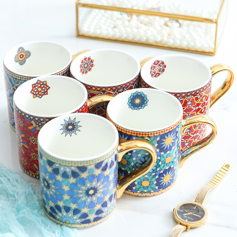 European And American Style Coffee Cup Set European Style Small Luxury Exquisite Afternoon Tea Ceramic Cup Moroccan Mug