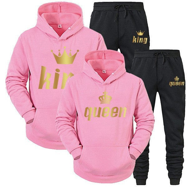 Autumn Trendy Brand Printed Hooded Sweater For Men And Women Couple Models Casual Sports Suit And Trousers Two-piece Set