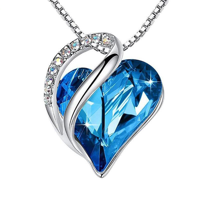 Geometric Heart Colorful Austrian Element Crystal Pendant Necklace