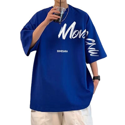 Klein Blue T-shirt Homme Manches Courtes Été Lâche Tendance Nationale Niche Manches Cinq Et Demi Ins Tide Marque High Street T-shirt Grande Taille