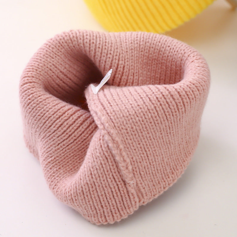 Baby Knitted Hat Woolen Hat Autumn And Winter Children's Boys And Girls Hats Infants And Young Children Candy Color Korean Version Of The Tide