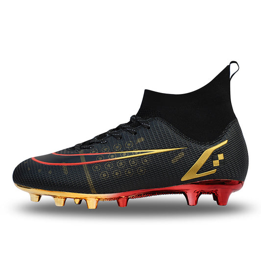 Gold-plated Soccer Shoes Boys And Girls AG Nails Artificial Turf Teenage Students Leather Foot Training Shoes