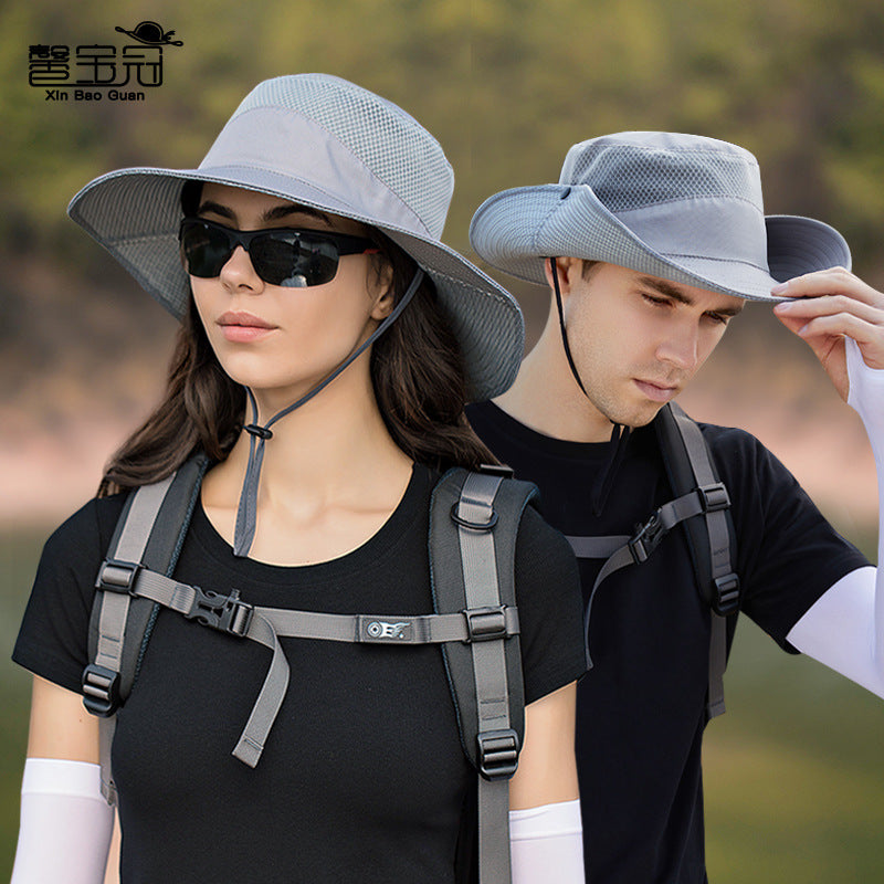 8166 Summer Sunscreen Fisherman Hat Men's Big Brim Hat Women's Outdoor Mountaineering And Fishing Sunshade Breathable Sun Hat