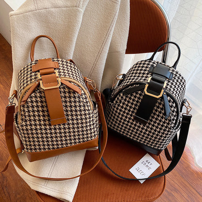 Shoulders Fashion Mini Houndstooth Popular Bag Trendy Korean Version Ins Backpack Schoolbag For Women