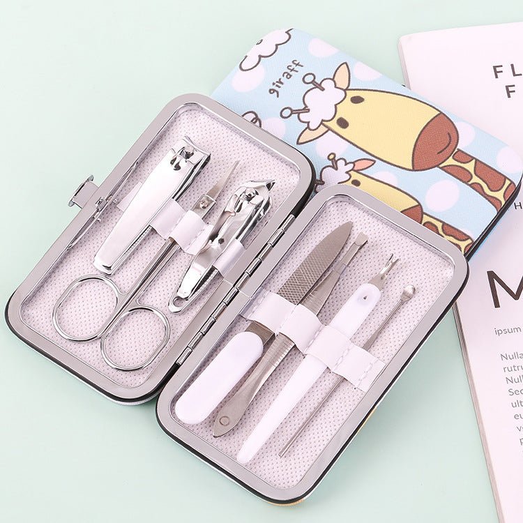 Leather Box 7-piece Nail Clippers Set Household Beauty Nail Tools Printing Logo Gift Nail Clippers Set